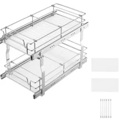 Utdragbar skåpsorganisatör, 34,3x53,3x38,1 cm, stål, förvaring