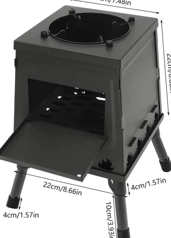 Utomhus Vedspis, Bärbar Design, Effektiv Värmeledning,svart