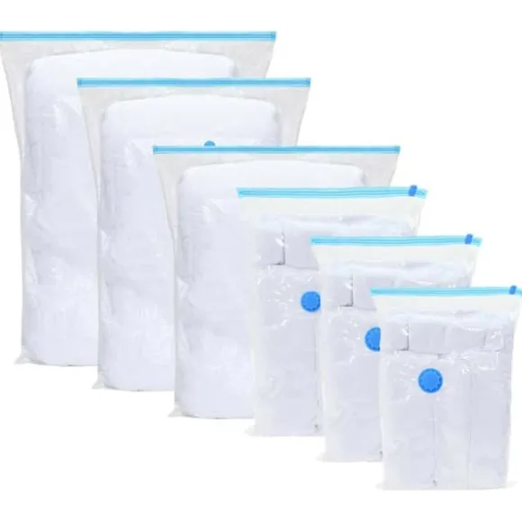 Vakuumförvaringspåsar 10 pcs Transparent och blå 100 x 80 cm