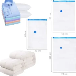 Vakuumpåsar för kläder - Komprimerad förvaring 20 st | Storlek: 60x40 cm | Vattentät och återanvändbar