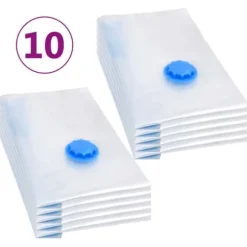 Vakuumpåsar för kläder 10-pack - Komprimerade förvaringspåsar | Storlek: 60x40 cm | Färg: Transparent