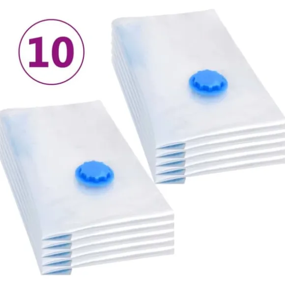 Vakuumpåsar för kläder 10-pack - Komprimerade förvaringspåsar | Storlek: 60x40 cm | Färg: Transparent