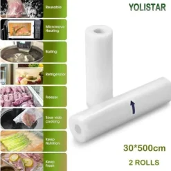 Vakuumpåsar Paket med 2 rullar 30x500cm, Matvakuumpåse för vakuumapparat, matsparare och sous vide