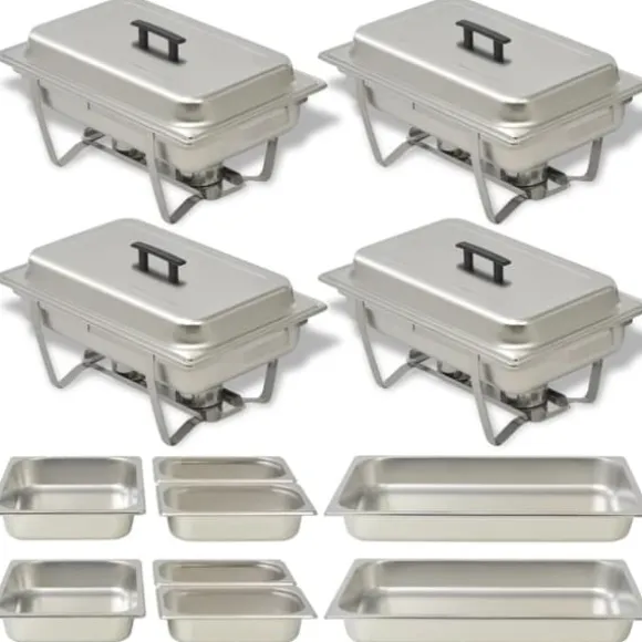 Varmhållningskärl 4-pack i rostfritt stål - Perfekt för catering & fest | Färg: Silver | Storlek: Gastronom