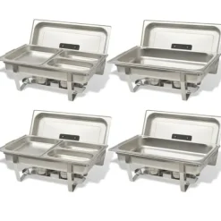 Varmhållningskärl 4-pack i rostfritt stål - Perfekt för catering & fest | Färg: Silver | Storlek: Gastronom