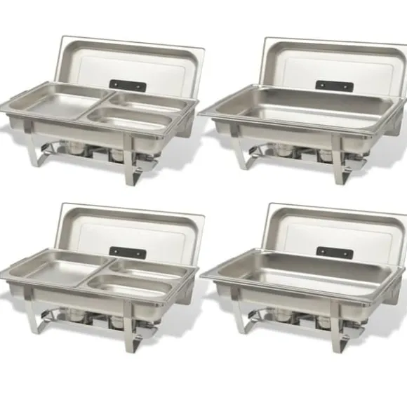Varmhållningskärl 4-pack i rostfritt stål - Perfekt för catering & fest | Färg: Silver | Storlek: Gastronom
