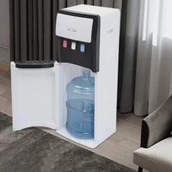 Vattenautomat - Golvstående vattendispenser - Bottenmatad - Kallt 10–15°C, varmt 85–95°C - 500W/90W - 220V - Vit