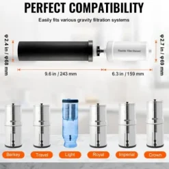 Vattenfilter ersättningselement, 62x243 mm, 4-pack, Aktivt kol