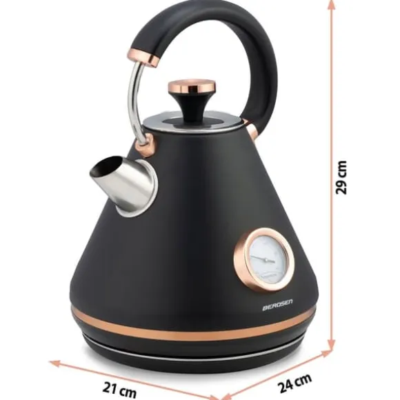 Vattenkokare med termometer 1,7L Berdsen BD-701 svart