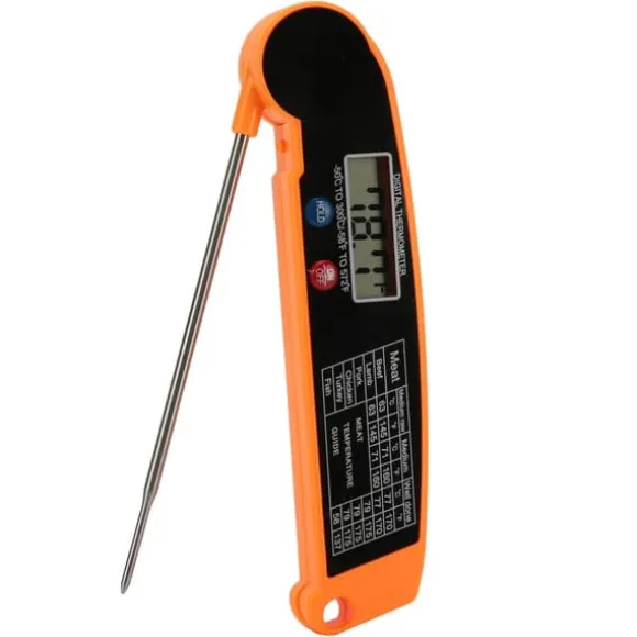 Vattentät Digital Kötttermometer Direktavläsningstermometer För Kök Utomhus BBQ Grilltillbehör Orange