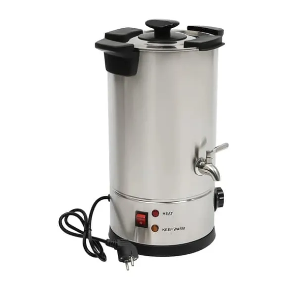 Vaxsmältare för ljus - Smältgryta med kran - 10 L - 304 Rostfritt Stål - Termostat 30–110 °C - 1800 W - 220–240 V - Silver