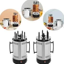 Vertikal elgrill/rotisseri - SW-5 - 1000 W - Rostfritt stål - Automatisk rotation - För kebab, shawarma, gyros - Vit