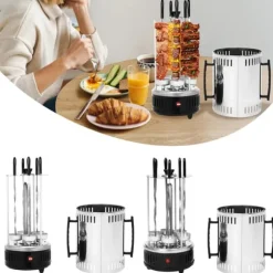 Vertikal elgrill/rotisseri - SW-5 - 1000 W - Rostfritt stål - Automatisk rotation - För kebab, shawarma, gyros - Vit