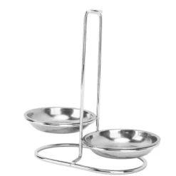 Vertikal soppslevhållare Skedstöd i rostfritt stål Lättåtkomlig köksredskap Stativ för köksredskap Hot Pot Silver med 2 tallrikar