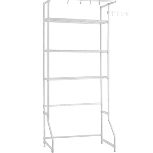 Över Tvättmaskin Hylla, Enkelrad 3-Vånings Förvaringsställ, Vit, för Torktumlare och Tvättmaskin