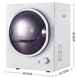 Väggmonterad torktumlare 2,5 kg, 200 min timer, dubbel filter, PTC-keramik, rostfritt, 65°C