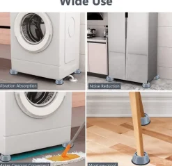 Vibrationsdämpande fötter till tvättmaskin/torktumlare Grå 8-pack