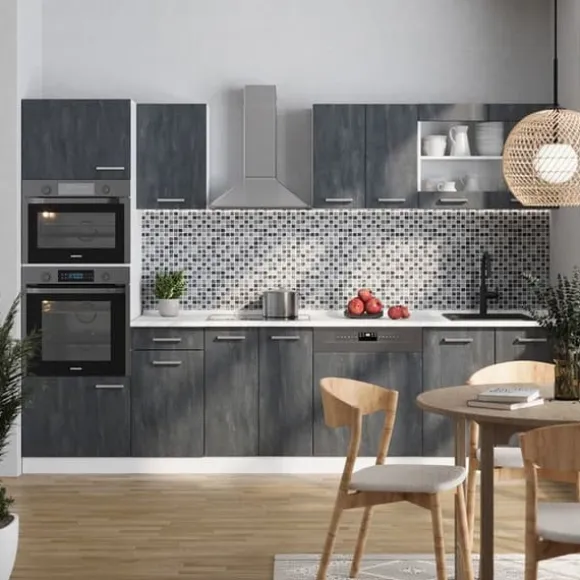 Vicco kök R-Line, betong svart/vit, 300 cm PT Ek