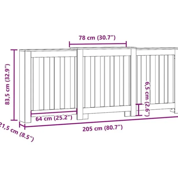 vidaXL Elementskydd vit 205x21,5x83,5 cm konstruerat trä