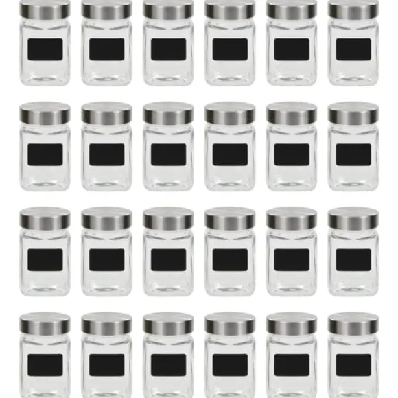 vidaXL Förvaringsburkar i glas med etiketter 24 st 300 ml - Kakburkar