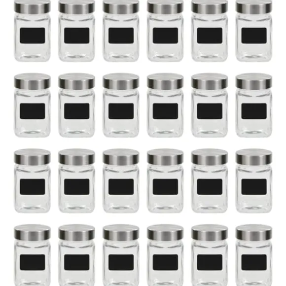 vidaXL Förvaringsburkar i glas med etiketter 24 st 300 ml - Kakburkar
