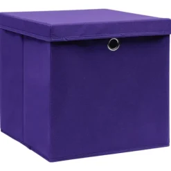 vidaXL Förvaringslådor med lock 10 st 28x28x28 cm lila - Förvaringslådor