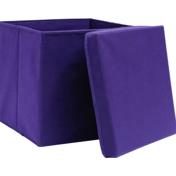 vidaXL Förvaringslådor med lock 10 st 28x28x28 cm lila - Förvaringslådor