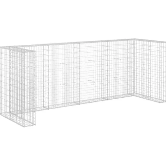 vidaXL Gabionmur för soptunnor galvaniserat stål 320x100x120 cm - Ställningar till sopkärl