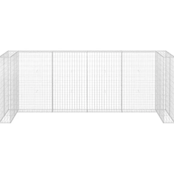 vidaXL Gabionmur för soptunnor galvaniserat stål 320x100x120 cm - Ställningar till sopkärl
