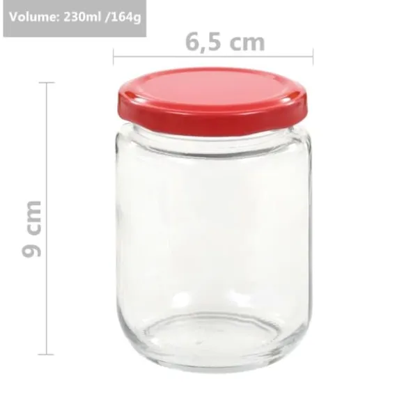 vidaXL Syltburkar i glas med röda lock 96 st 230 ml - Honungsburkar