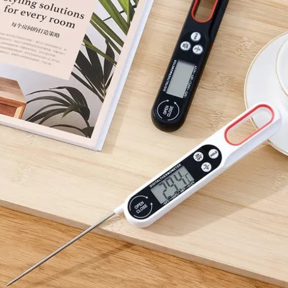 Vikbar Digital Kökstermometer Instant Read Svart