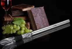 Vinkylare 3-i-1 rostfritt stål vinflaskkylare pinnfrys, luftar vin för jul- och födelsedagspresenter