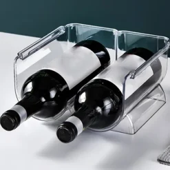 Vinorganisatör Stapelbar plast Transparent Vattenflaskhållare Ställ för Hemvisning 2 Flaskor Transparent