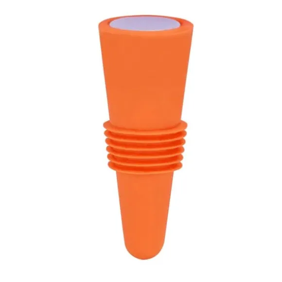 Vinpropp i livsmedelskvalitet, silikon i rostfritt stål, 6,1x2,35 cm, dekorativa, praktiska, återanvändbara vinkorkar för dekoration, orange