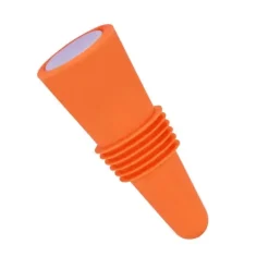 Vinpropp i livsmedelskvalitet, silikon i rostfritt stål, 6,1x2,35 cm, dekorativa, praktiska, återanvändbara vinkorkar för dekoration, orange