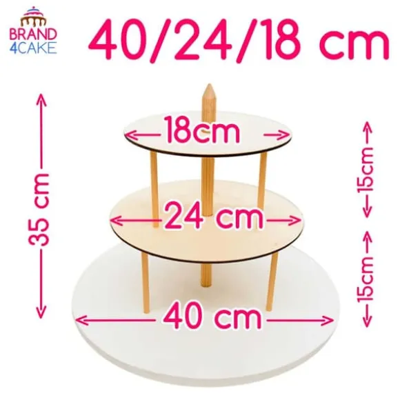 3-vånings tårtfat 40/24/18 cm Brand4Cake