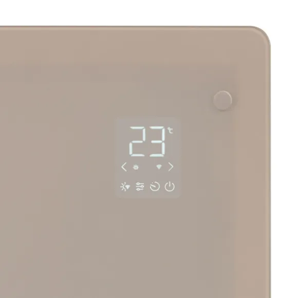 VONROC Elvärmare 1000W – Glaspanel & WiFi | För rum upp till 12 m² | Timer & termostat | Beige