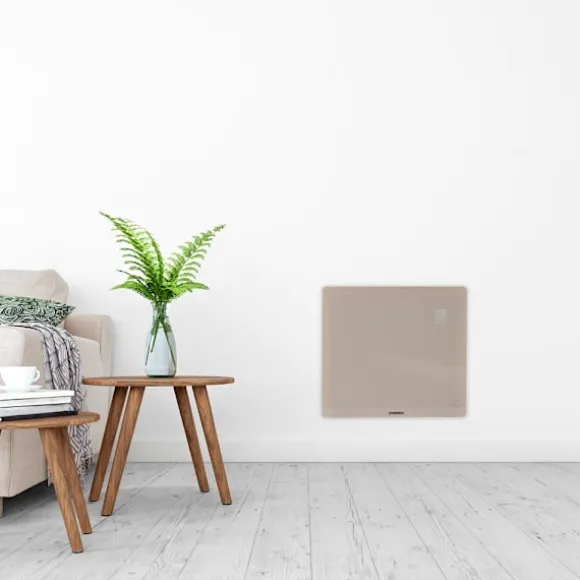 VONROC Elvärmare 1000W – Glaspanel & WiFi | För rum upp till 12 m² | Timer & termostat | Beige