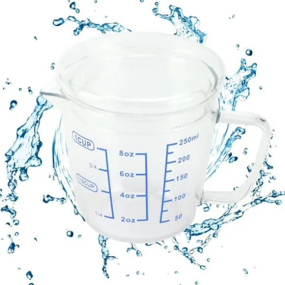 Värmebeständigt glasmåttkopp mjölkvåg måttkanna med lock köksredskap (250ml)