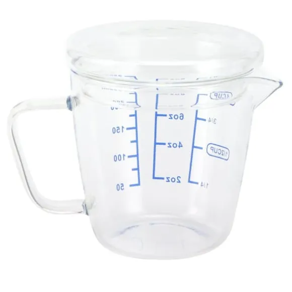 Värmebeständigt glasmåttkopp mjölkvåg måttkanna med lock köksredskap (250ml)