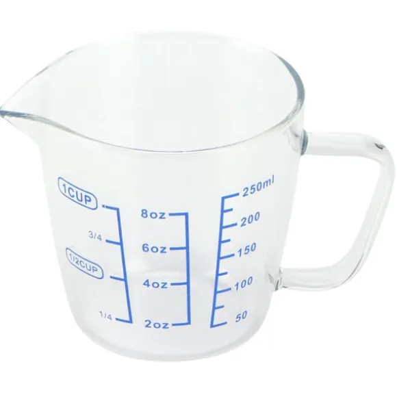Värmebeständigt glasmåttkopp mjölkvåg måttkanna med lock köksredskap (250ml)