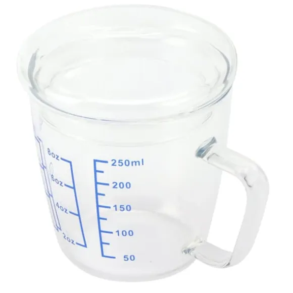 Värmebeständigt glasmåttkopp mjölkvåg måttkanna med lock köksredskap (250ml)