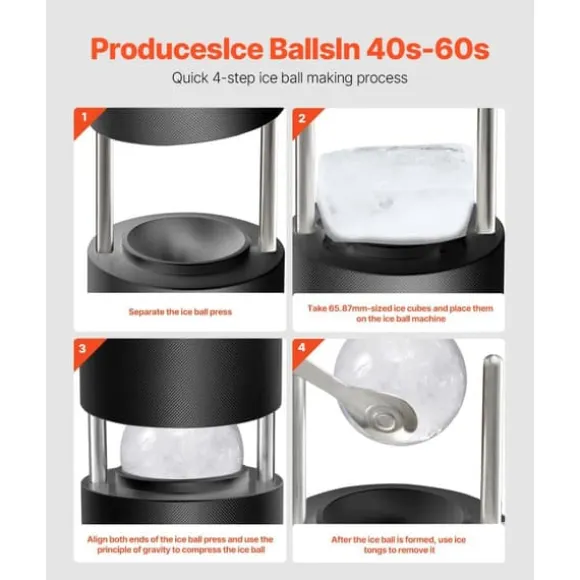 Värmepress för Isbollar, 60 mm Klara Sfärer, Whisky Glassmaker, Perfekt för Drinks, Hög Kvalitet
