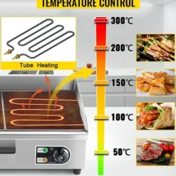 4400W 50-300°C justerbar 72,8x40 cm elektrisk stekpanna, stor kokyta, exakt temperaturkontroll, lätt att använda och rengöra