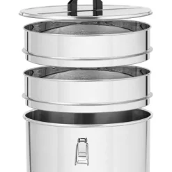 Wiesenfield - Honungshink - 50 L - med sil, lock och tryckkran - rostfritt stål