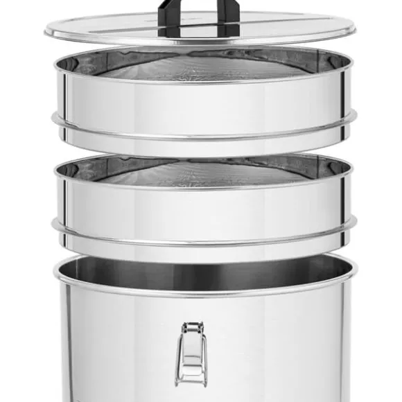 Wiesenfield - Honungshink - 50 L - med sil, lock och tryckkran - rostfritt stål