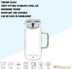 Wilmax glaskaraff 1 L i borosilikatglas med lock
