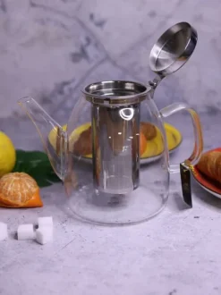 Wilmax Tekanna Glas 950 ml – Värmebeständig Tebryggare med Rostfritt Stålfilter för Spis och Servering