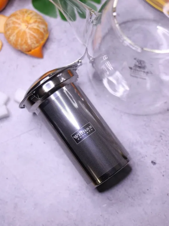 WILMAX Tekanna Glas 600 ml – Värmebeständig Tebryggare med Rostfritt Stål Filter | Thermo Glass