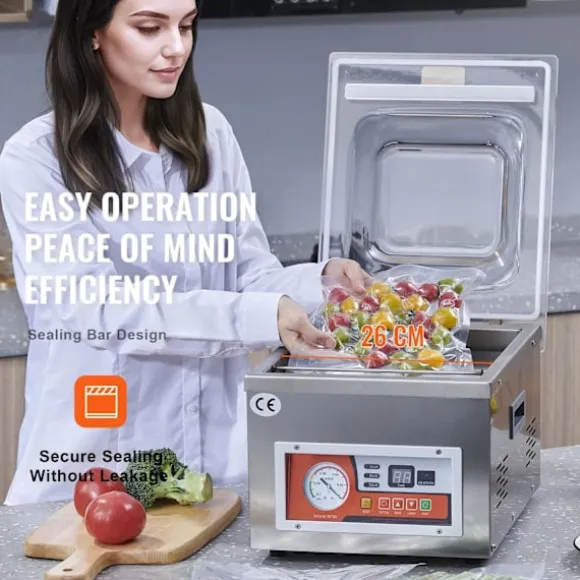 260W 100 Kpa kammarvakuumförslutare för mat, kött och marinader, vakuumförpackningsmaskin för kök, lätt att använda